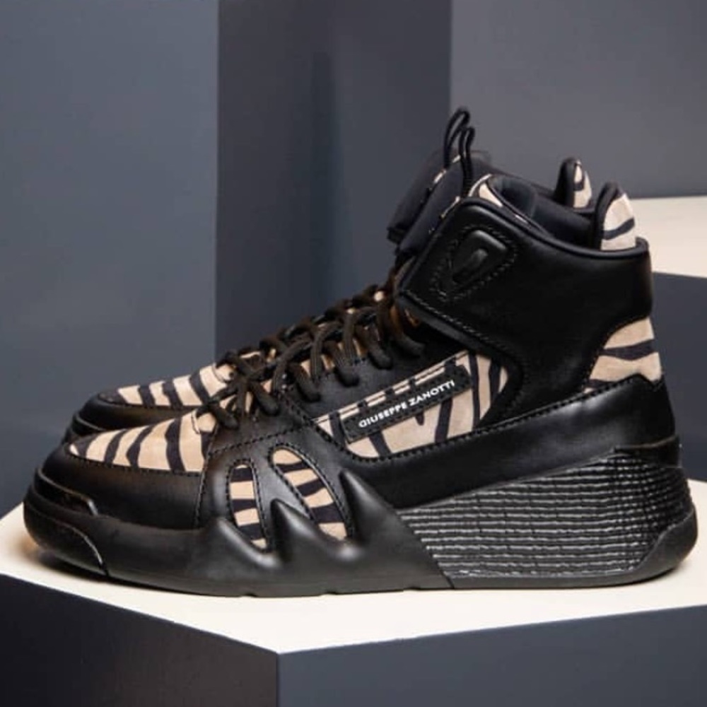 giuseppe zanotti BNIB zebra suede hightop sneakers - Picture 1 of 7